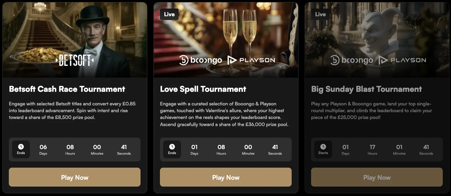 Current Harry's tournaments
